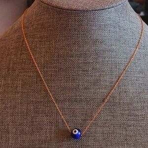 Blue Evil Eye Bead on a Goldtone Chain - Pre-loved